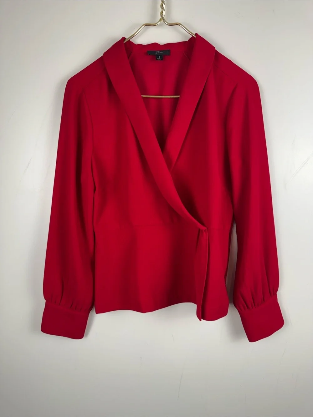 J. Crew Red Wrap-Front V-Neck Sweater